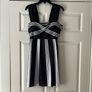 Casual Black and White Striped Dress